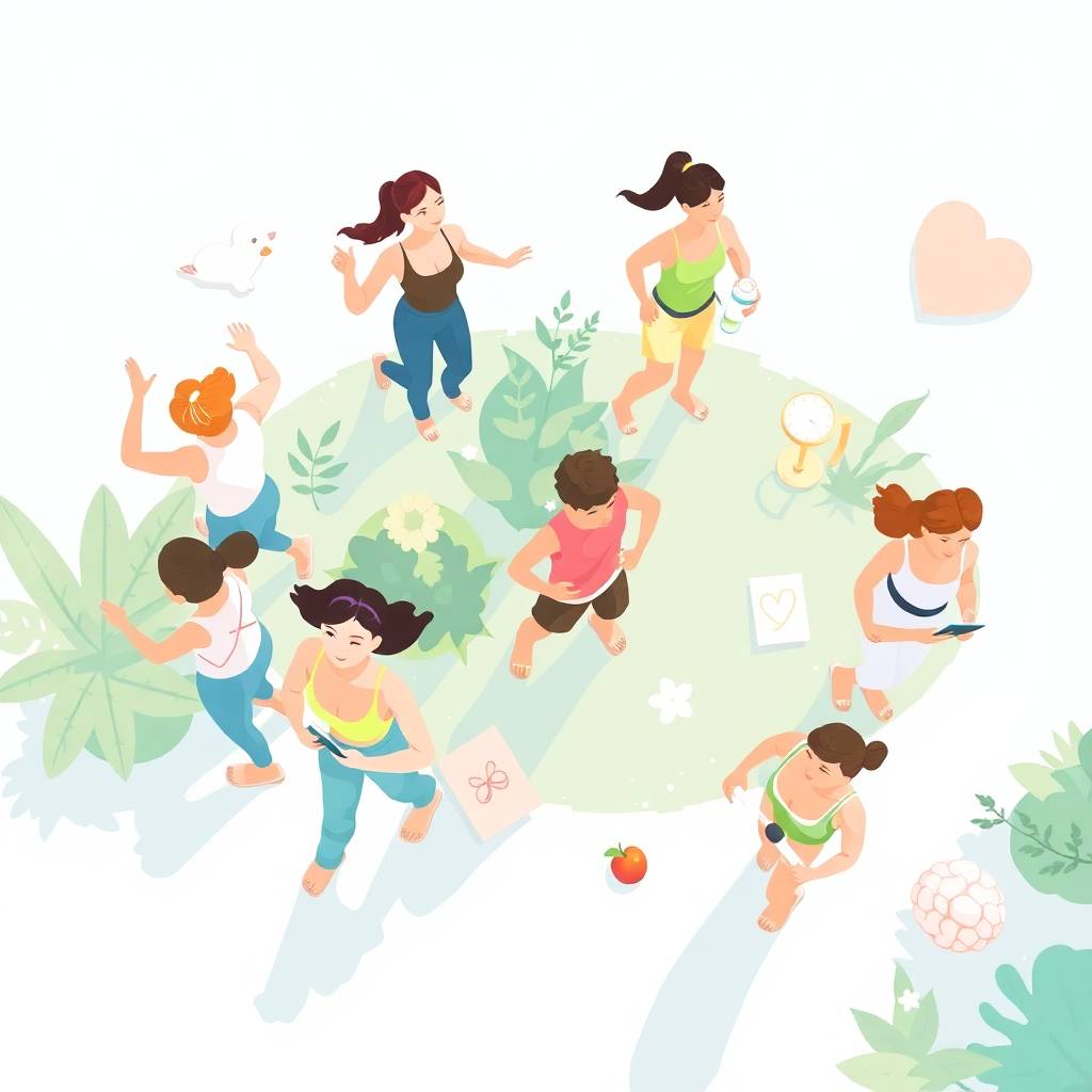 Terms of service visualized through a diverse group of people practicing wellness, symbolizing community, health, and responsible use of information.